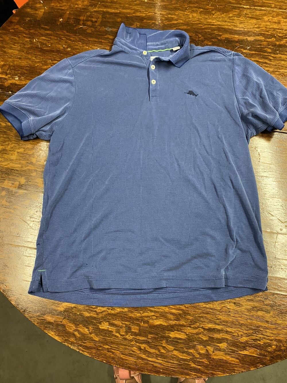 Tommy Bahama Men's Shirt Size Large Blue Logo Polo Short Sleeve Cotton